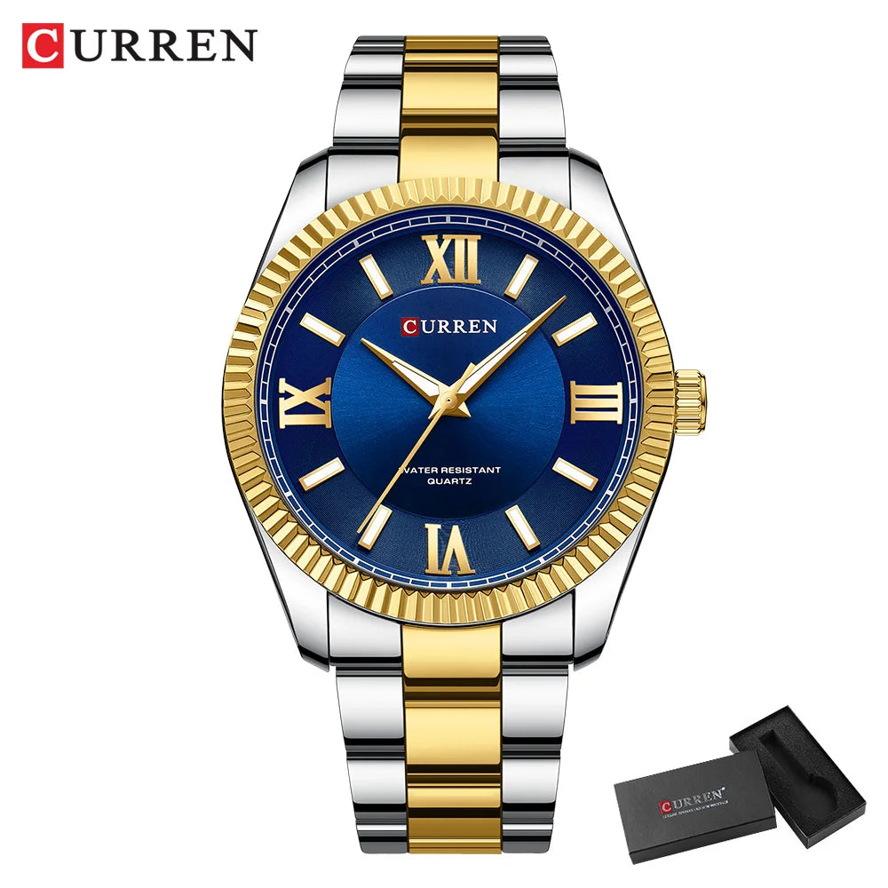 CURREN Fashion Business Watch for Men with Luminou Hands Thin Stainless Steel Band Quartz Wristwatches New Clock 8453