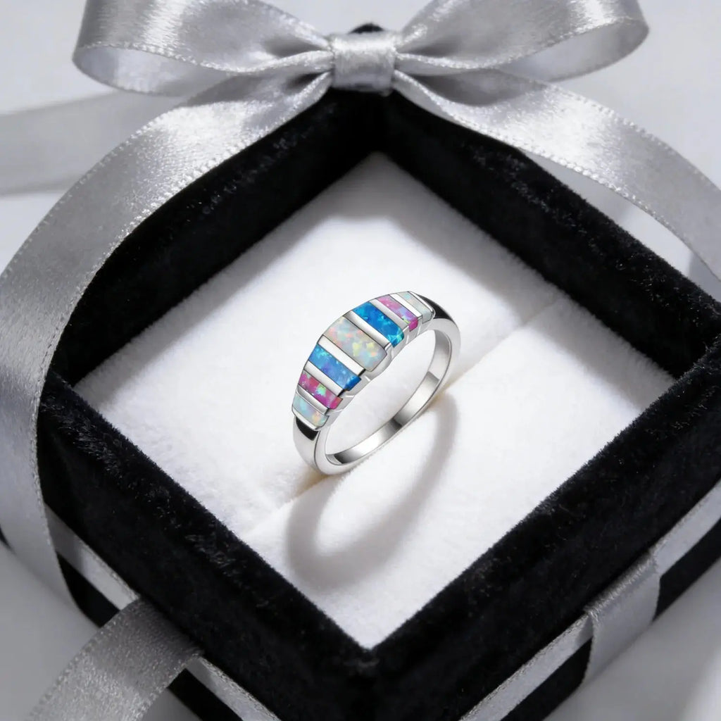 Colorful Fire Opal Fashion Jewelry Opal Cock Rings for Women Fashion Jewelry Luxury Evening Party Jewelry Christmas Gift for Her theelegancejewellery