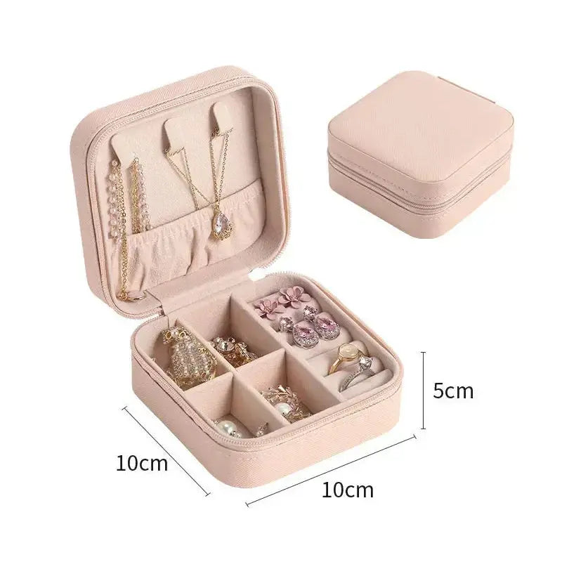 Portable Mini Jewelry Storage Box Travel Organizer Jewelry Case Leather Storage Earrings Necklace Ring Jewelry Organizer Display EleganceJewellery