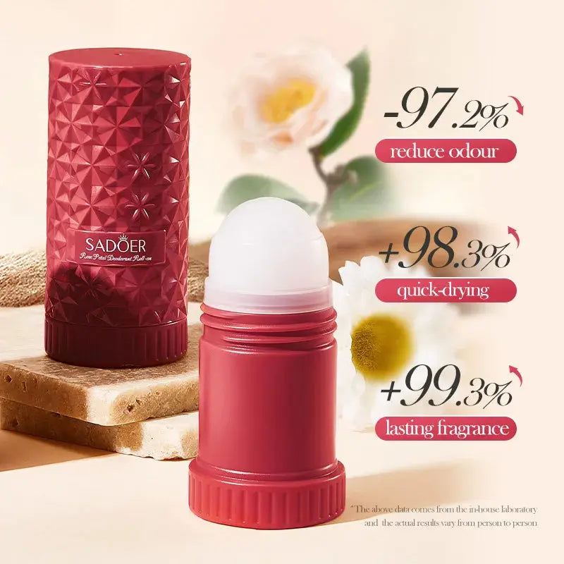 Fragrance-scented antiperspirant and deodorant roll-on, odor-free, suitable for underarms, neck, and body care theelegancejewellery