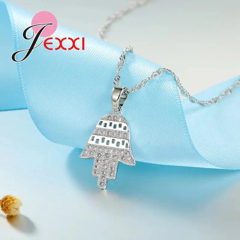 Fabulous Tree Design Jewelry Set For Women Silver Color And Bright Crystal Earrings And Necklace Pendents theelegancejewellery