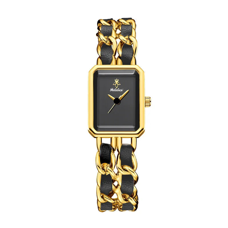2026 New Luxury Fashion Wristwatches Woman Girl Rectangle Style Steel Metal Leather Band Quartz Square Clock reloj para mujer