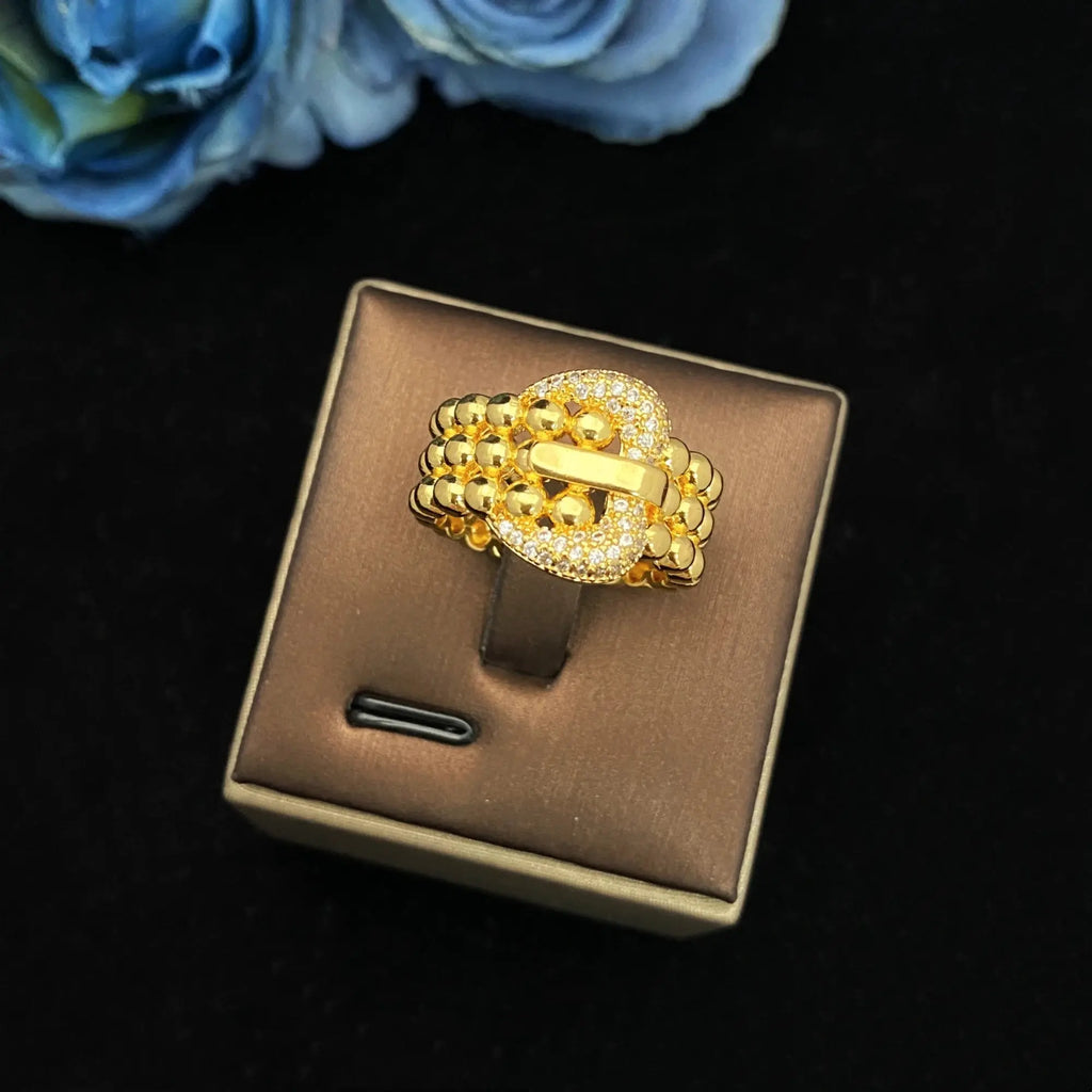 JRH Trendy Women’s Jewelry 4Piece Set Necklace Earrings Ring Bracelet Gold Plated Craf Zircon Design Versatile for Parties Dates theelegancejewellery