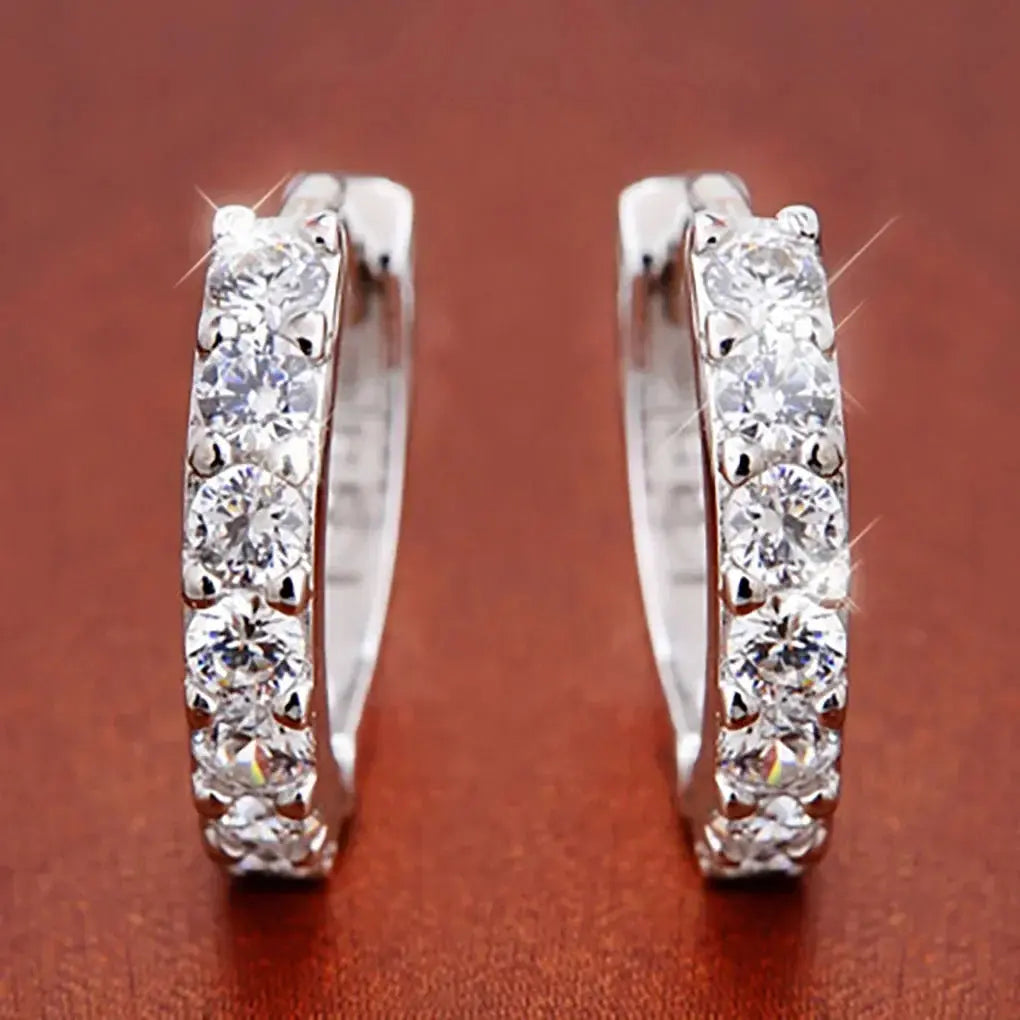 Fast Ship Newest Luxury Romantic Women Jewelry  Plated Rhinestone Crystal Hoop Earrings For Women Wholesale theelegancejewellery