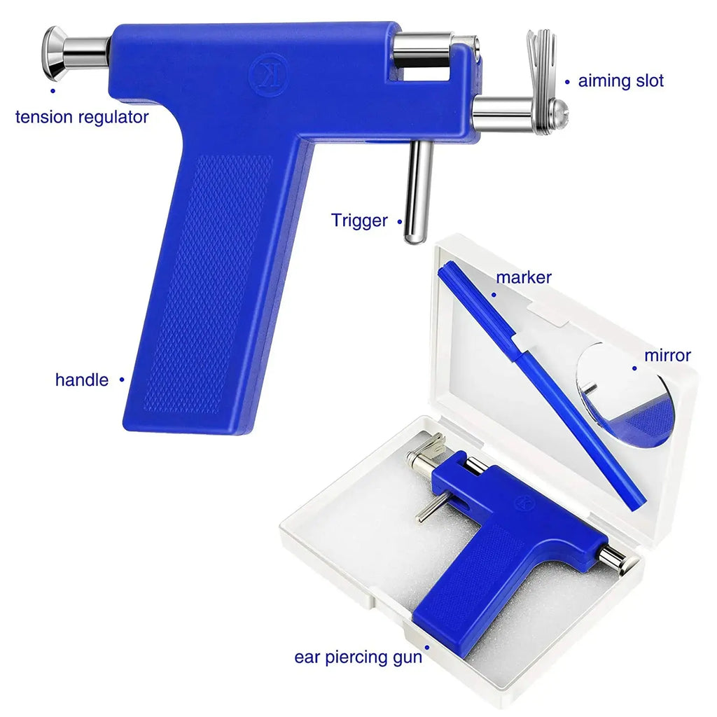 Professional Ear Piercing Gun Tool Set Professional Ear Piercing Gun Tool Set 98pcs Ear Studs Steel Ear Nose Navel Body Piercing theelegancejewellery