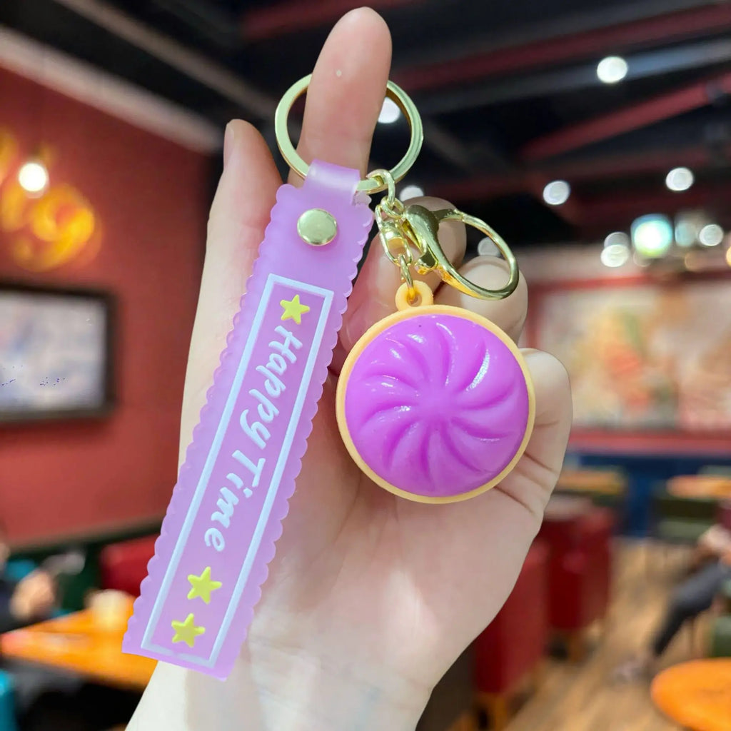 Squishy Dumplings Keychain Press Button Stress Relief Mini Keyboard Fidget Keyrings LED Lighting Hanging Bags Pendent Gifts