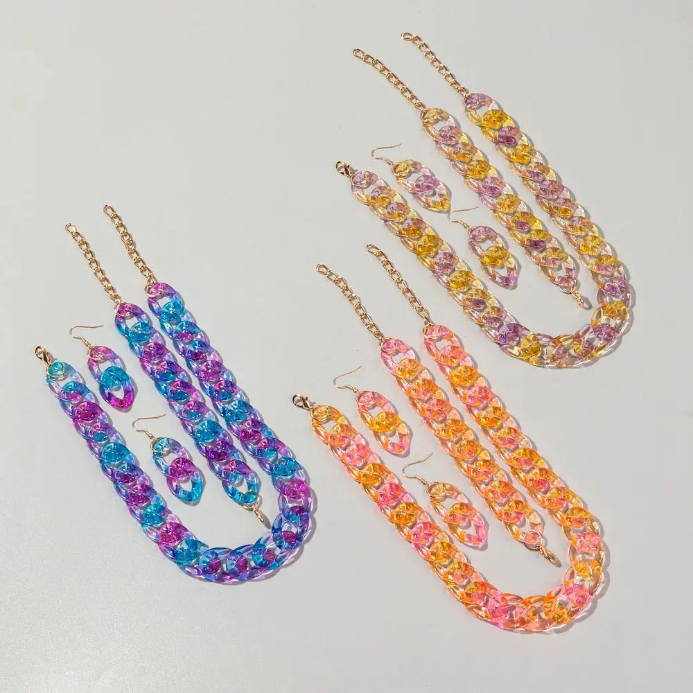 New Fashion  Acrylic Color Transparent Gradient Chain Necklace Set for Women Luxury Colorful Necklaces 2026 Accessories Jewelry EleganceJewellery