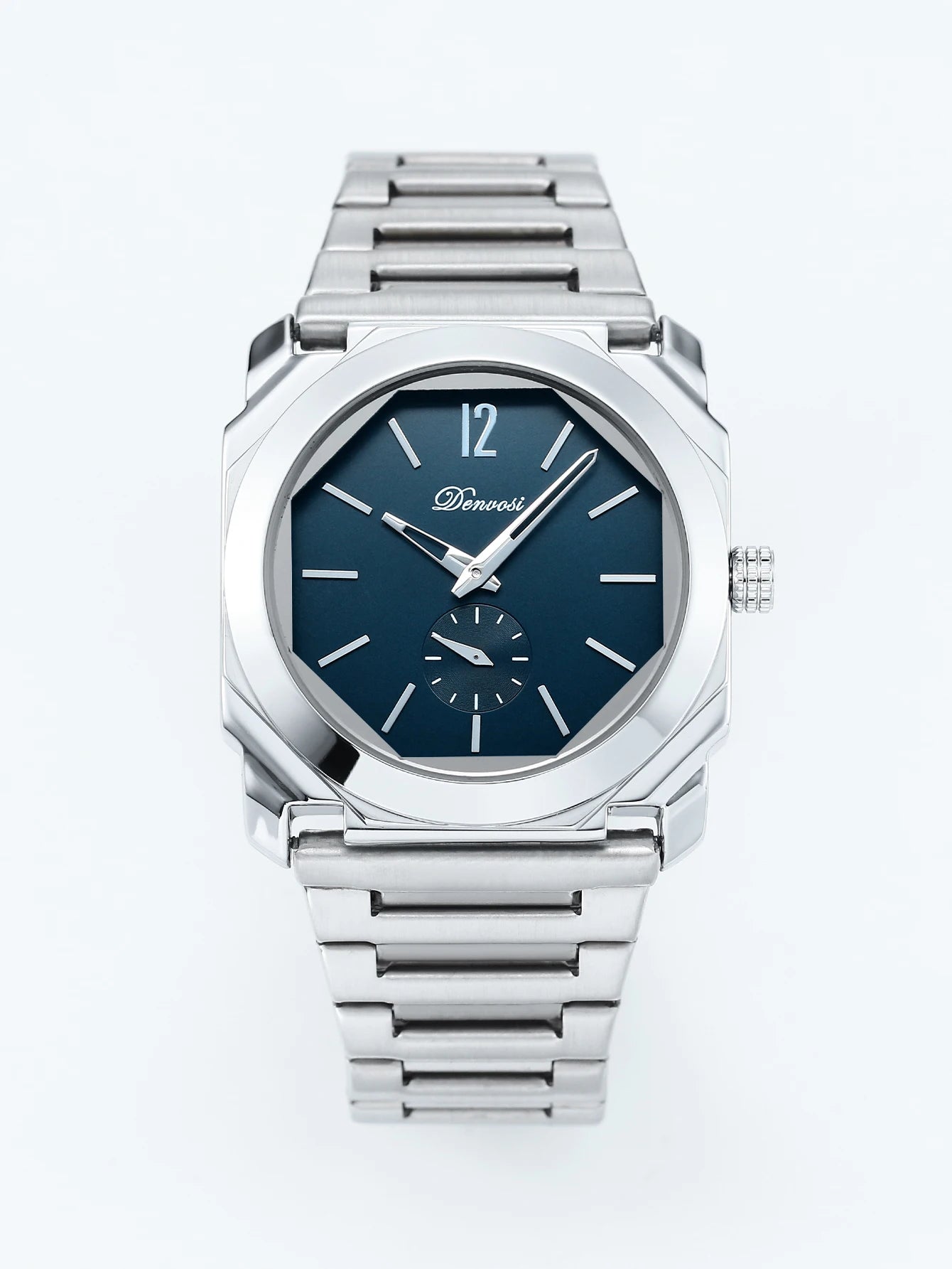Men's Luxury Octagon Dial Watch - Stainless Steel Band, Minimalist Analog Wristwatch with Small Seconds Dial for Business & Casu