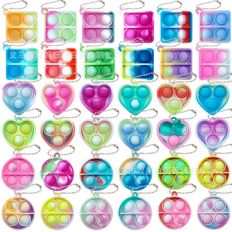10/20pcs Mini Pop Keychain Toddler Sensory Fidget ToysStress Relief Toys for Kids Birthday Party Favors Classroom Prizes