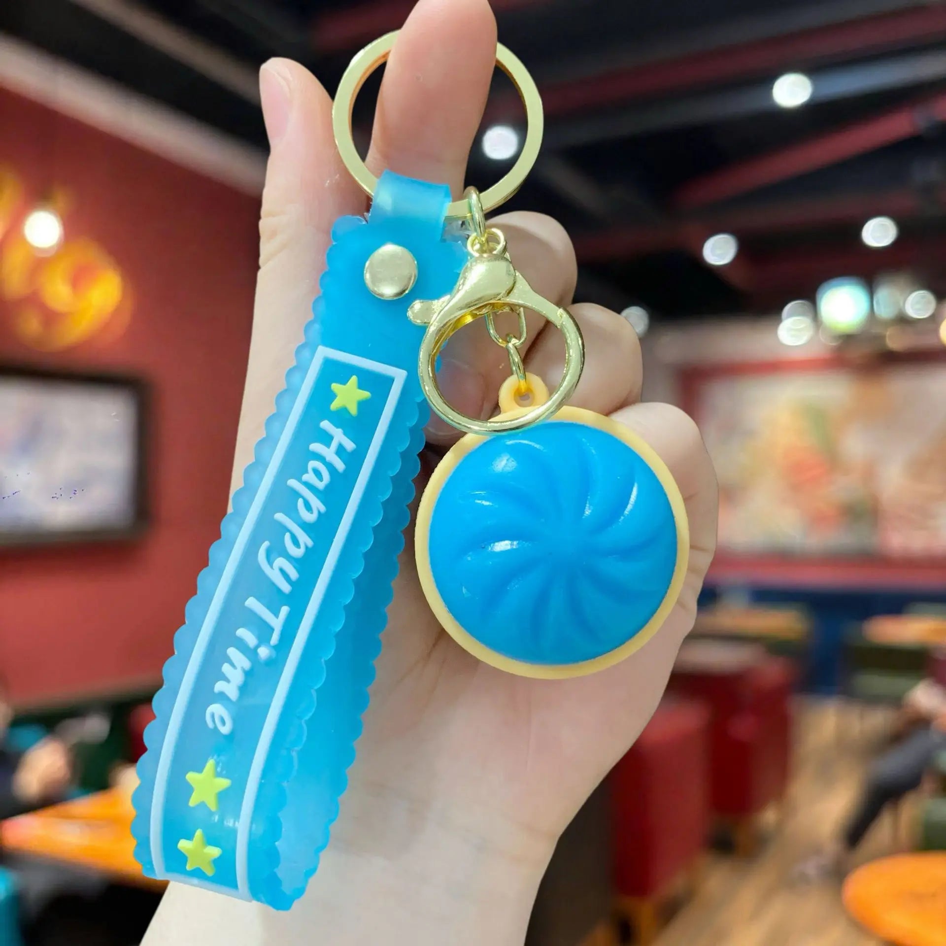 Squishy Dumplings Keychain Press Button Stress Relief Mini Keyboard Fidget Keyrings LED Lighting Hanging Bags Pendent Gifts