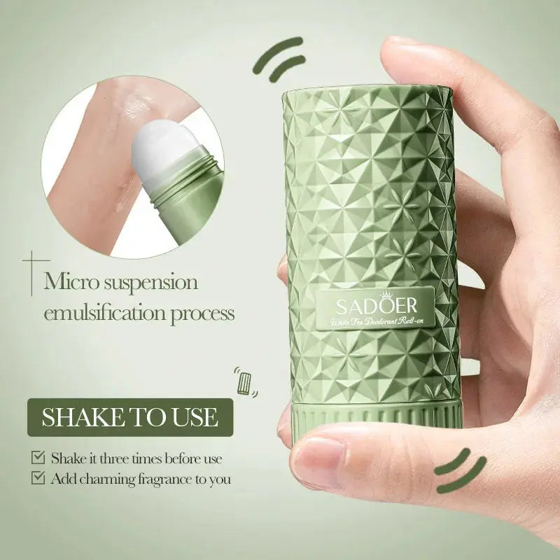 Fragrance-scented antiperspirant and deodorant roll-on, odor-free, suitable for underarms, neck, and body care theelegancejewellery
