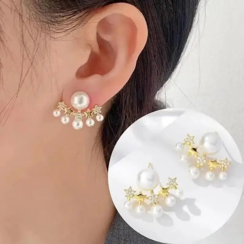 Korean Fashion Seven Star Zircon Earrings For Women Jewelry 2026 Trending New Luxury Women's Crystal Stars Stud Earrings Gifts theelegancejewellery