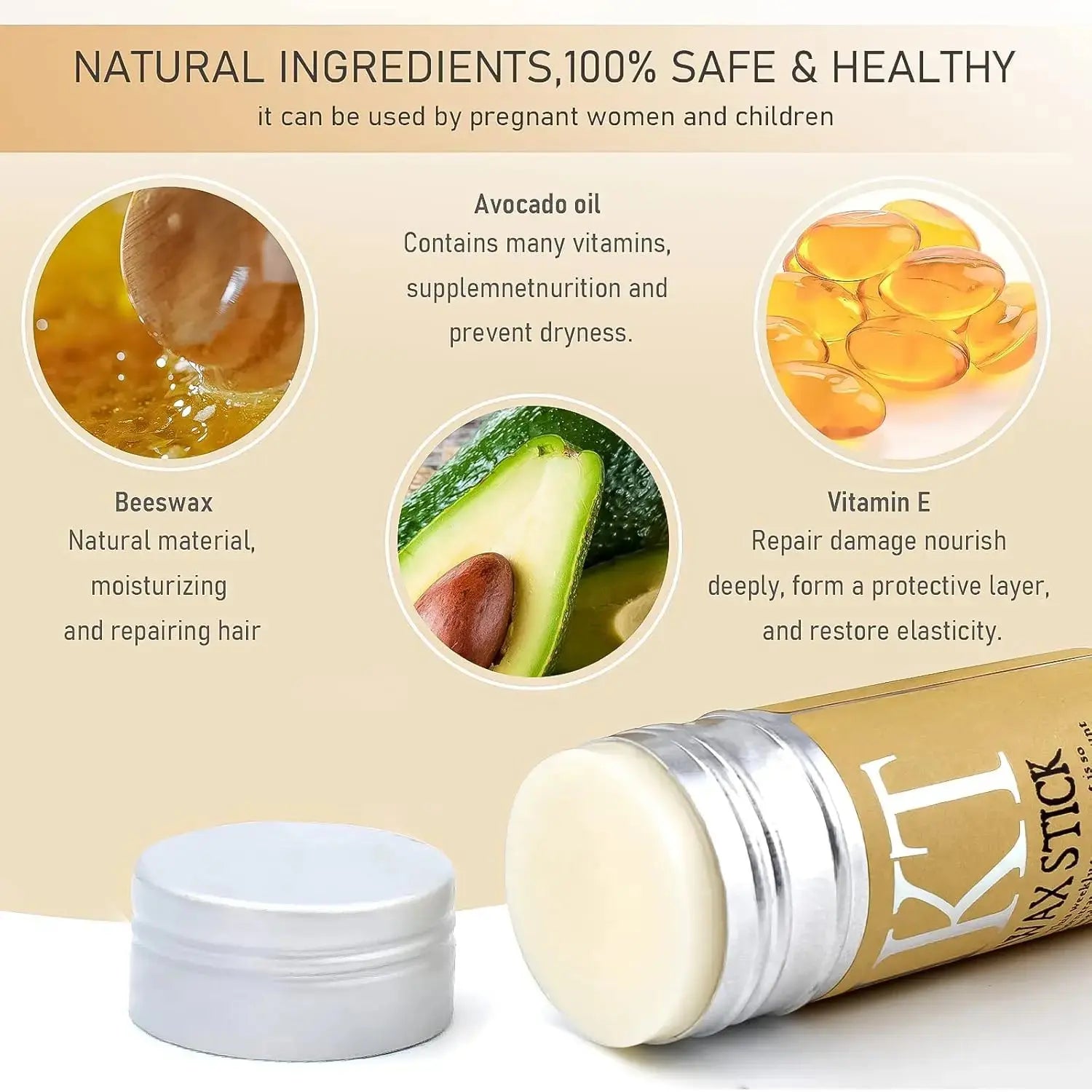 Hair Wax Stick for Wigs, Edge Control Slick Stick Hair Pomade Stick Non-greasy Styling Wax, for Edge Frizz Hair