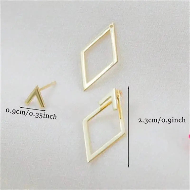 FTCY Minimalist Geometric Square Stud Earrings for Women Double-layer Detachable Triangles Design Earrings Punk Party Jewelry EleganceJewellery