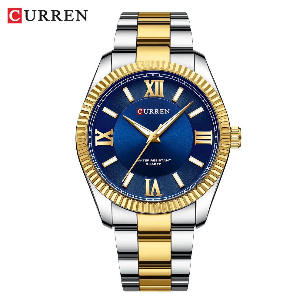 CURREN Fashion Business Watch for Men with Luminou Hands Thin Stainless Steel Band Quartz Wristwatches New Clock 8453