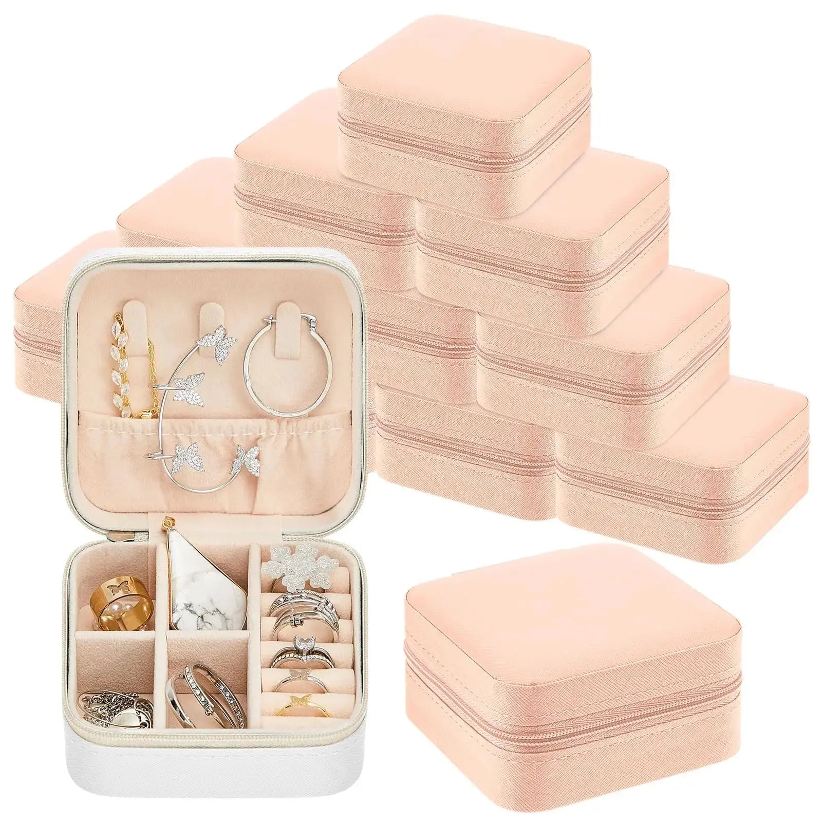 6-50pcs Travel Jewelry Case Bridesmaid Gifts Portable Jewellry Organizer Box for Wedding Guests Birthday Party Favor Storage Box EleganceJewellery