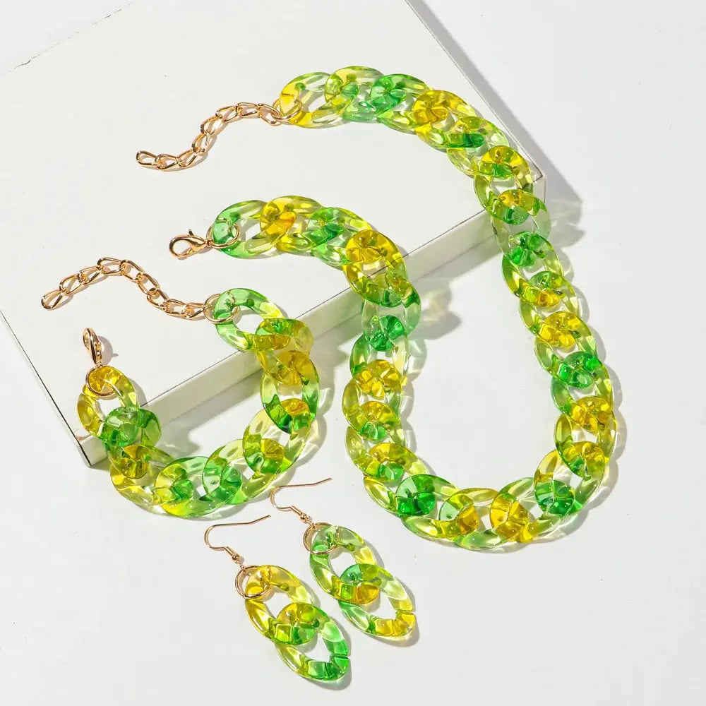 New Fashion  Acrylic Color Transparent Gradient Chain Necklace Set for Women Luxury Colorful Necklaces 2026 Accessories Jewelry EleganceJewellery
