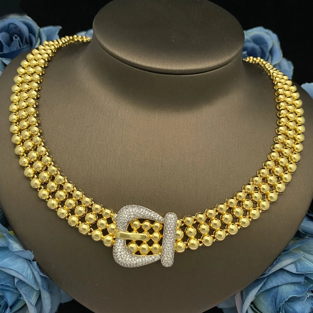 JRH Trendy Women’s Jewelry 4Piece Set Necklace Earrings Ring Bracelet Gold Plated Craf Zircon Design Versatile for Parties Dates theelegancejewellery