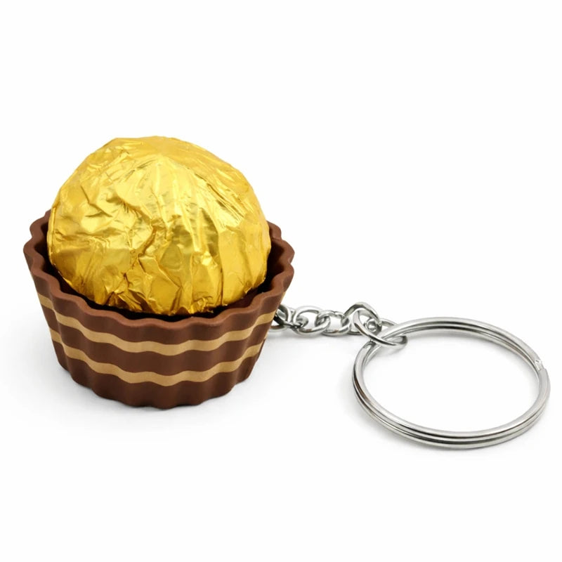 3D Printed Chocolate Keychain Stress Relief Clicker Fidget Keyring Ice-cream Dubai Cookies Press Button Decompressed Small Gift