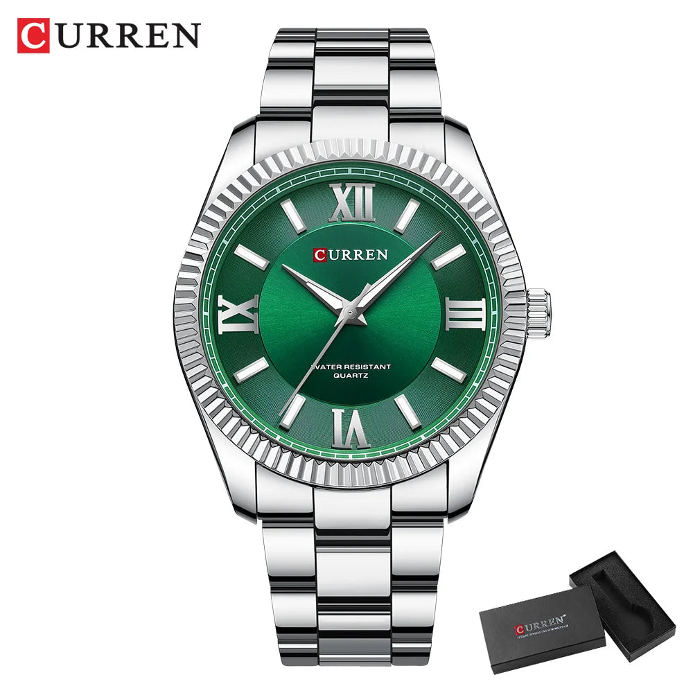 CURREN Fashion Business Watch for Men with Luminou Hands Thin Stainless Steel Band Quartz Wristwatches New Clock 8453