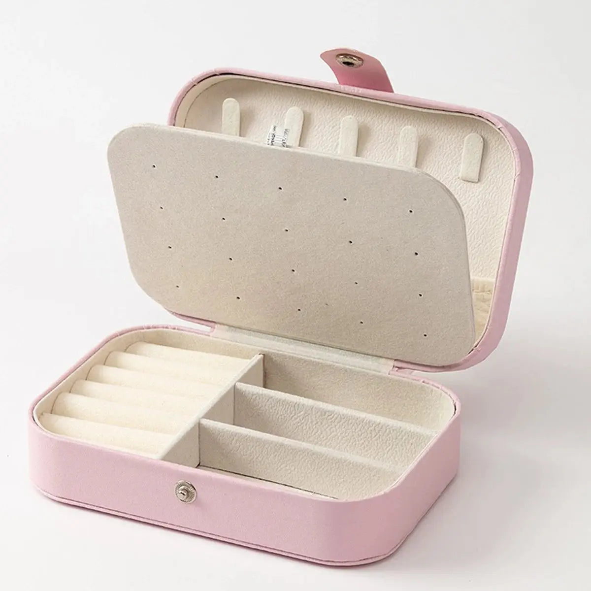 Portable Mini PU Leather Jewelry Box - Velvet Lined Multi-Compartment Organizer for Rings, Earrings & Necklace EleganceJewellery