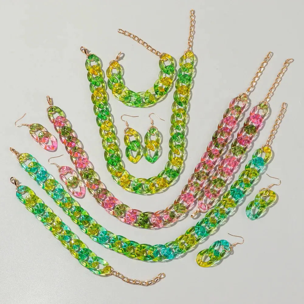 New Fashion  Acrylic Color Transparent Gradient Chain Necklace Set for Women Luxury Colorful Necklaces 2026 Accessories Jewelry EleganceJewellery