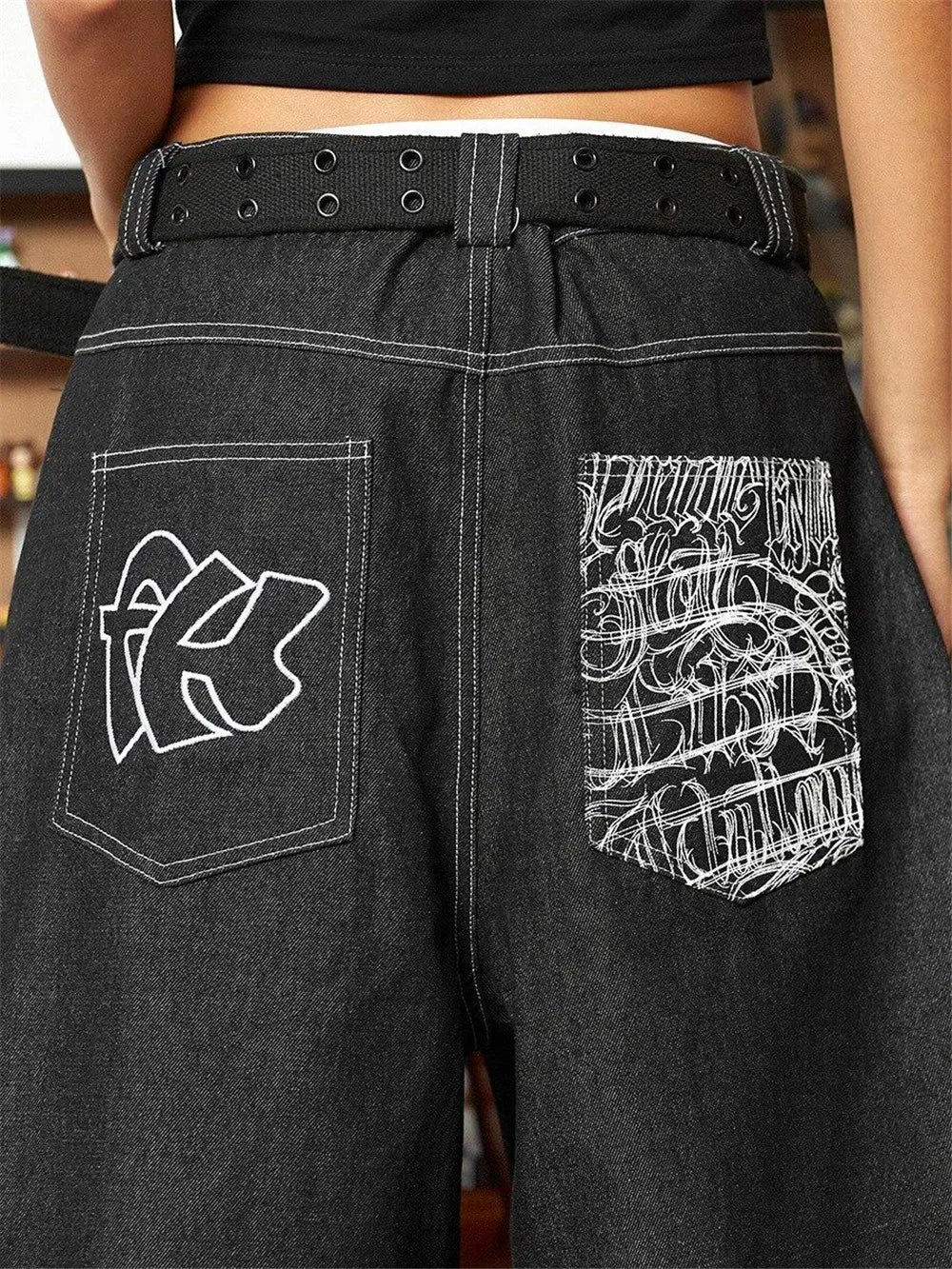 Women's Embroidery Baggy Jeans