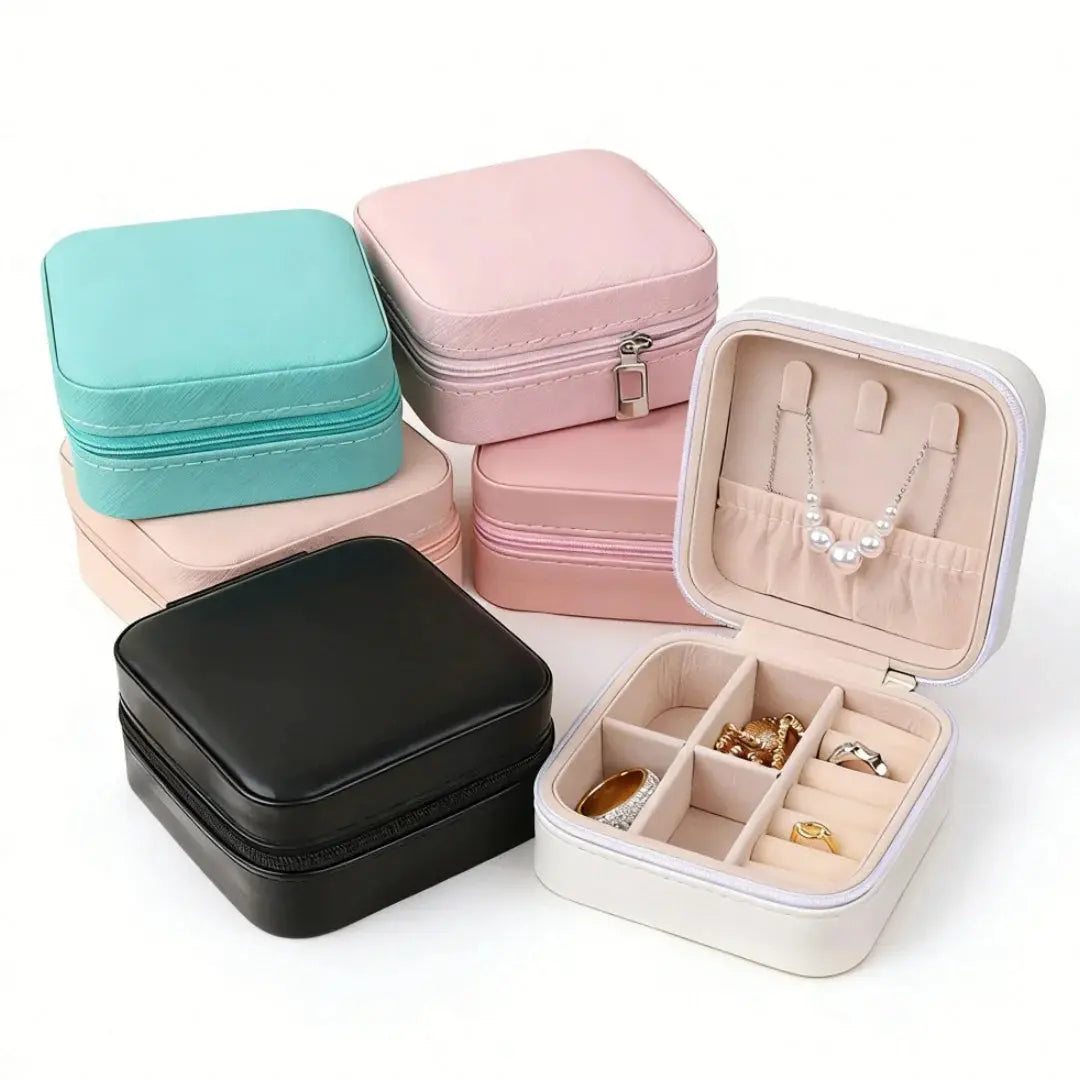 Portable Mini Jewelry Storage Box Travel Organizer Jewelry Case Leather Storage Earrings Necklace Ring Jewelry Organizer Display EleganceJewellery