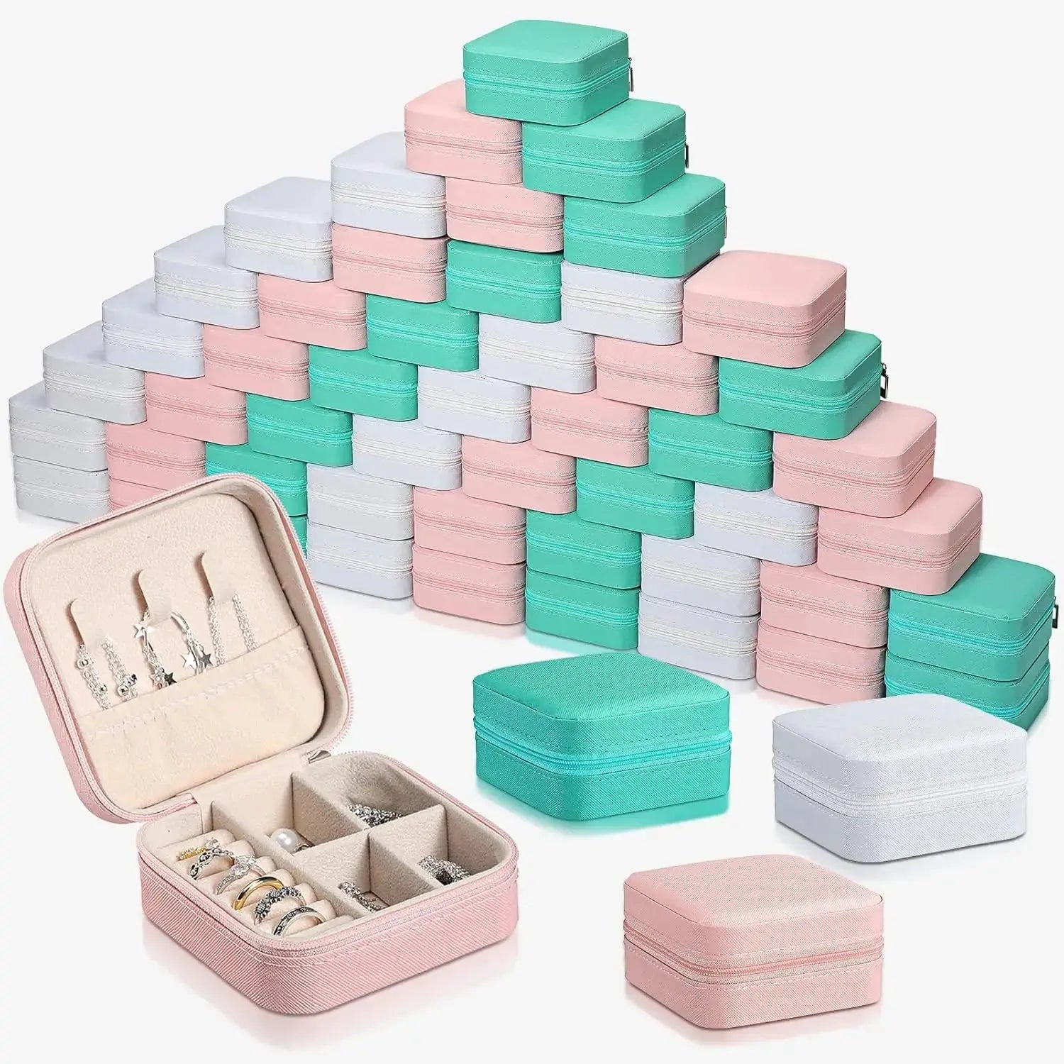 6-50pcs Travel Jewelry Case Bridesmaid Gifts Portable Jewellry Organizer Box for Wedding Guests Birthday Party Favor Storage Box EleganceJewellery
