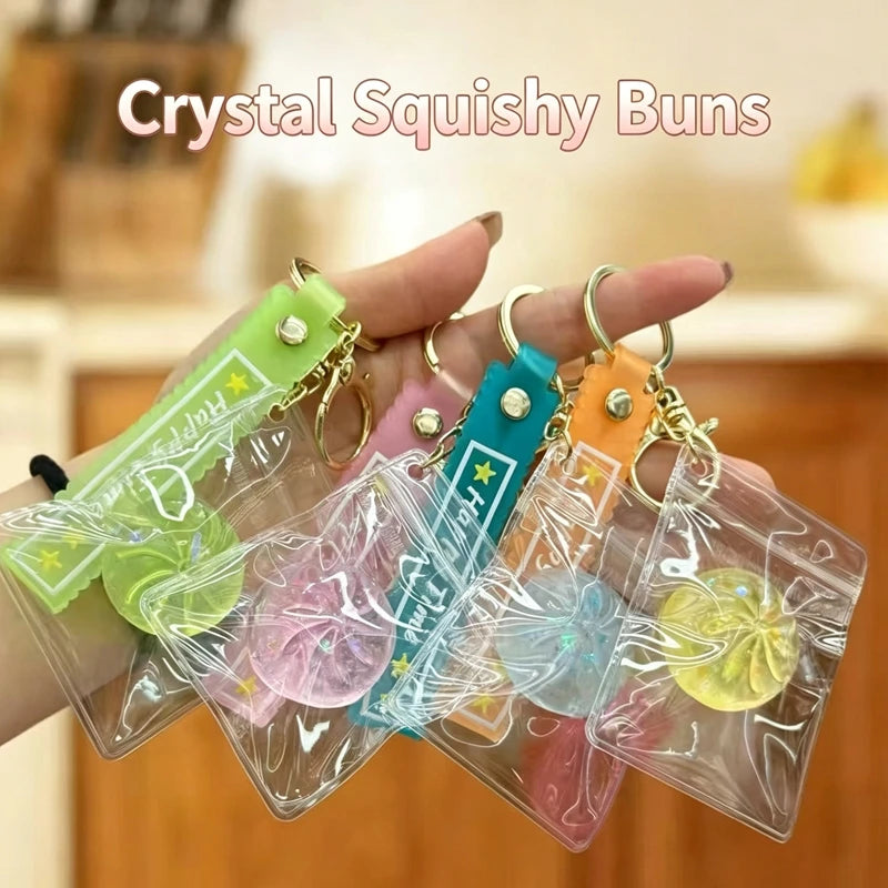 Squishy Dumplings Keychain Press Button Stress Relief Mini Keyboard Fidget Keyrings LED Lighting Hanging Bags Pendent Gifts