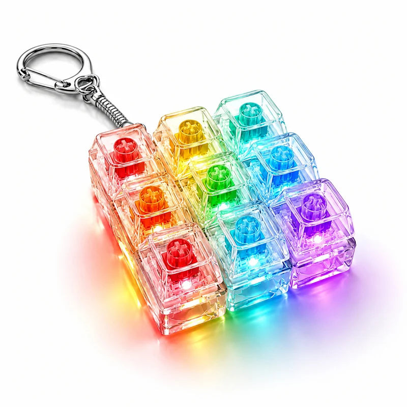 4-Key Polka Dot Keychain Pendant Fidget Stress Releasing Decompression Keychain Press Keyboard Button Keycap Bags Charm Pendant