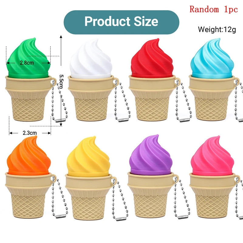 3D Printed Chocolate Keychain Stress Relief Clicker Fidget Keyring Ice-cream Dubai Cookies Press Button Decompressed Small Gift