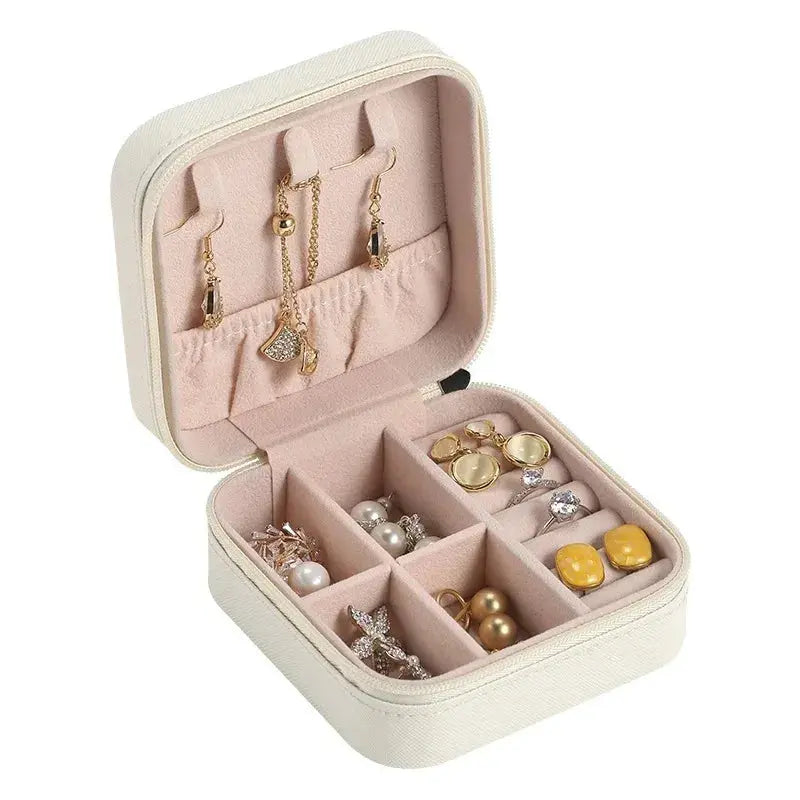 Portable Mini Jewelry Storage Box Travel Organizer Jewelry Case Leather Storage Earrings Necklace Ring Jewelry Organizer Display EleganceJewellery