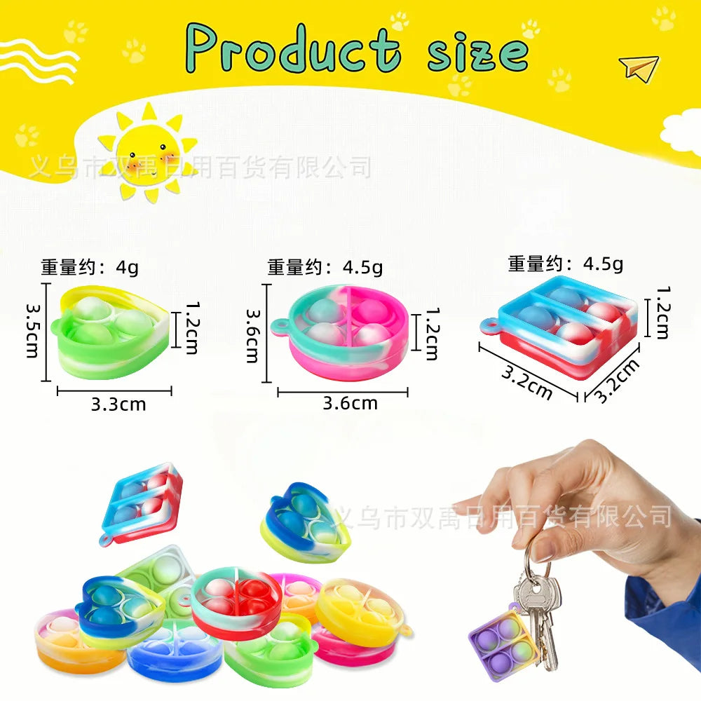 10/20pcs Mini Pop Keychain Toddler Sensory Fidget ToysStress Relief Toys for Kids Birthday Party Favors Classroom Prizes