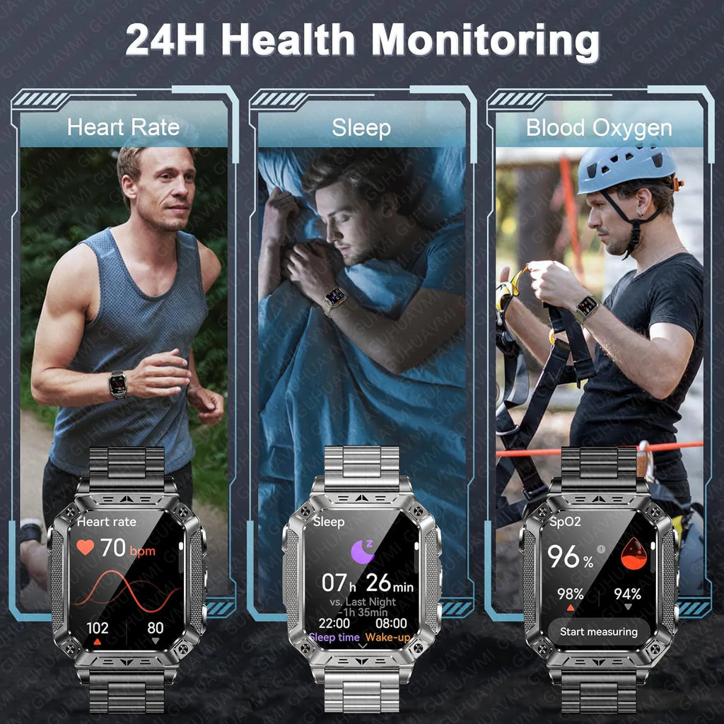 2026 New 1400mAh Big Battery Smart Watch Men Outdoor GPS Flashlight 10ATM Waterproof Bluetooth Call AMOLED HD Sports Smartwatch