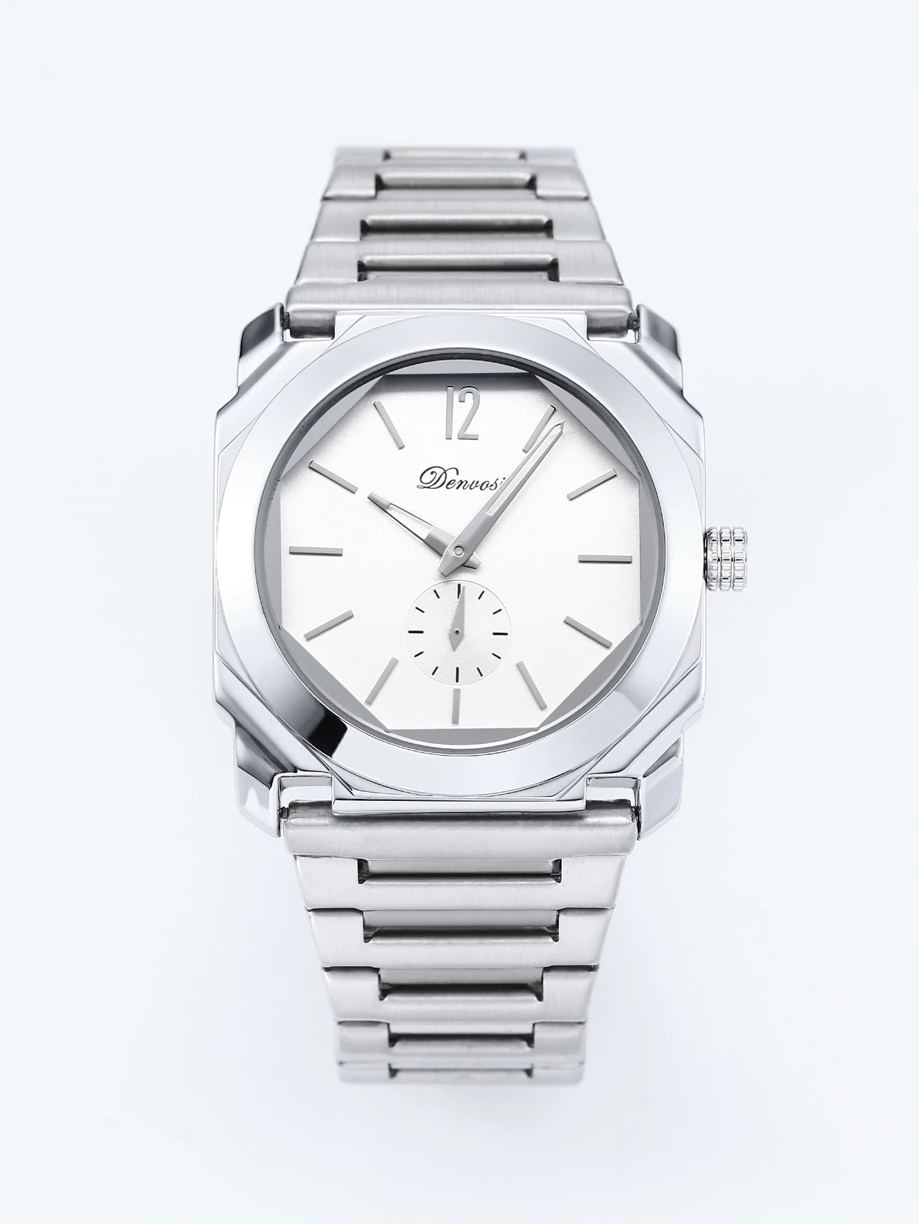Men's Luxury Octagon Dial Watch - Stainless Steel Band, Minimalist Analog Wristwatch with Small Seconds Dial for Business & Casu