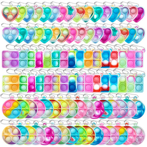 10/20pcs Mini Pop Keychain Toddler Sensory Fidget ToysStress Relief Toys for Kids Birthday Party Favors Classroom Prizes