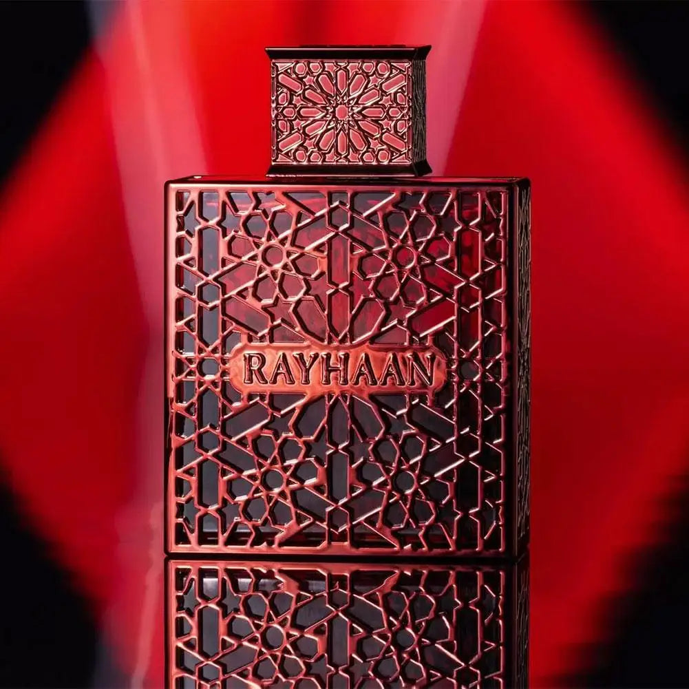 Theelegancejewellery Rayhaan Eau De Parfum Luxury Fragrance With Stunning Red/Gold Bottle Exotic Oriental Scent perfume bottle