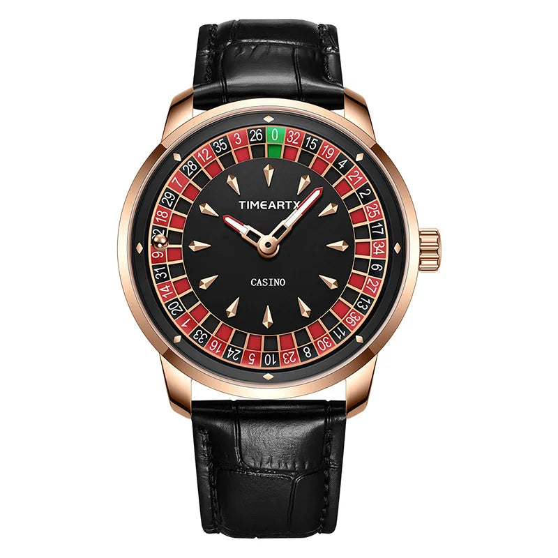 TIMEARTX Brand New Luxury Quartz Watches Man European Roulette Poker Game Wristwatch
