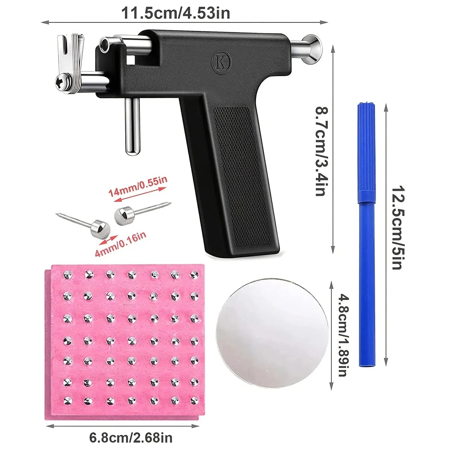 Professional Ear Piercing Gun Tool Set Professional Ear Piercing Gun Tool Set 98pcs Ear Studs Steel Ear Nose Navel Body Piercing theelegancejewellery