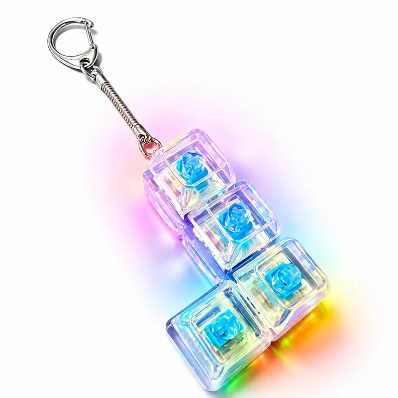 4-Key Polka Dot Keychain Pendant Fidget Stress Releasing Decompression Keychain Press Keyboard Button Keycap Bags Charm Pendant