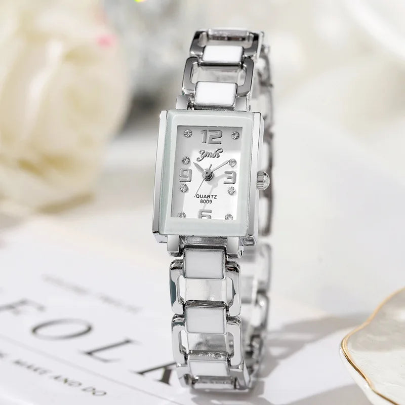 2026 New Luxury Fashion Wristwatches Woman Girl Rectangle Style Steel Metal Leather Band Quartz Square Clock reloj para mujer