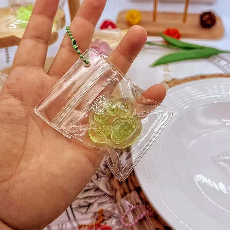 Squishy Dumplings Keychain Press Button Stress Relief Mini Keyboard Fidget Keyrings LED Lighting Hanging Bags Pendent Gifts