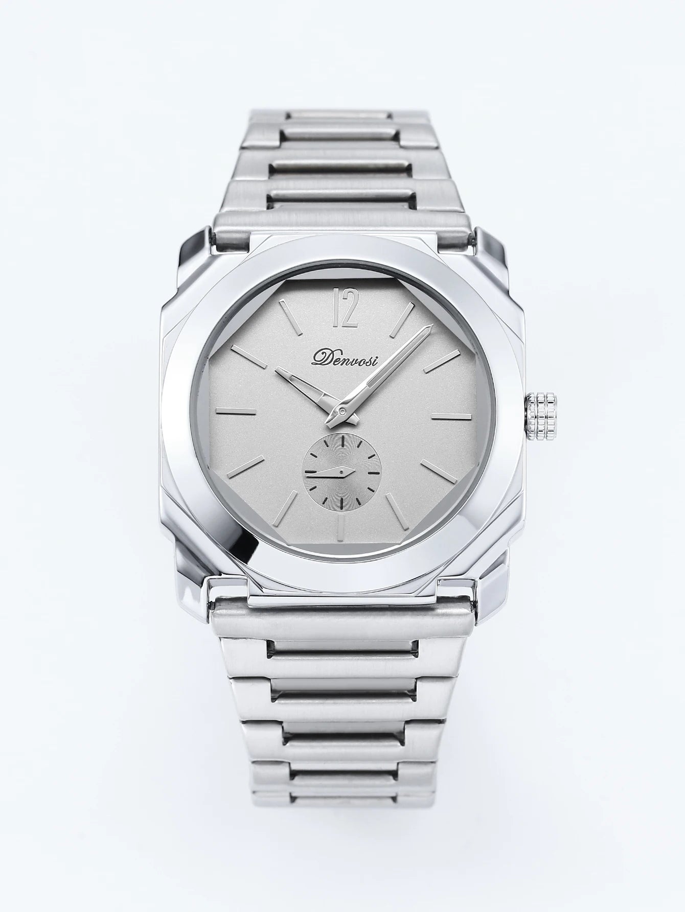 Men's Luxury Octagon Dial Watch - Stainless Steel Band, Minimalist Analog Wristwatch with Small Seconds Dial for Business & Casu