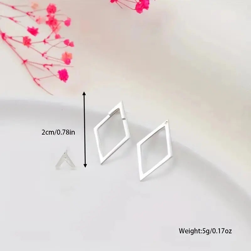 FTCY Minimalist Geometric Square Stud Earrings for Women Double-layer Detachable Triangles Design Earrings Punk Party Jewelry EleganceJewellery