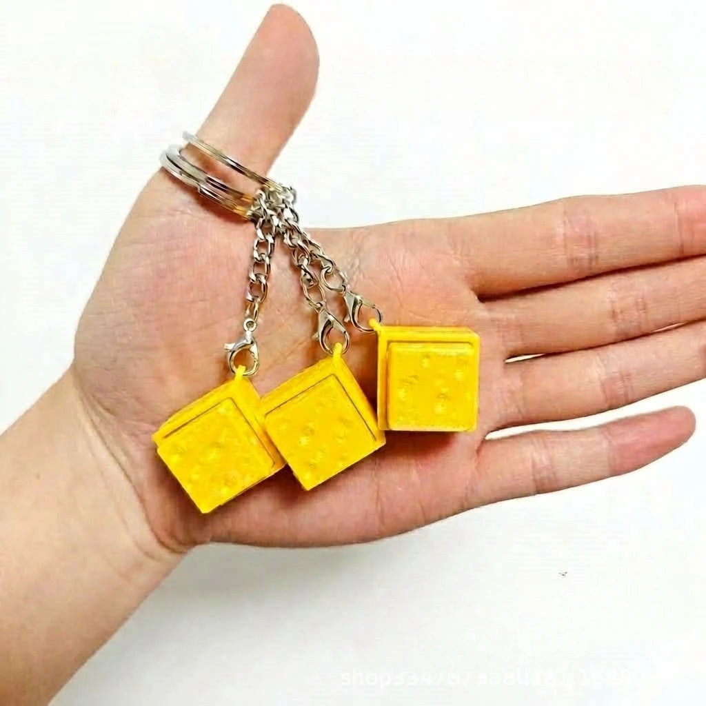 3D Printed Chocolate Keychain Stress Relief Clicker Fidget Keyring Ice-cream Dubai Cookies Press Button Decompressed Small Gift