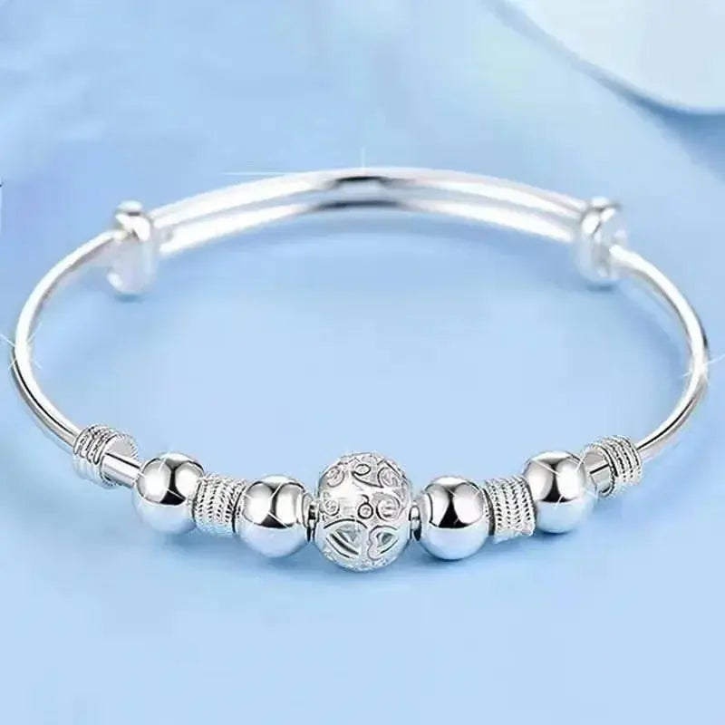 SAIYE New Korean Fashion 925 Sterling Silver Lucky Beads Bangles For Women Bracelets Luxury Designer Party Wedding Jewelry Gifts EleganceJewellery