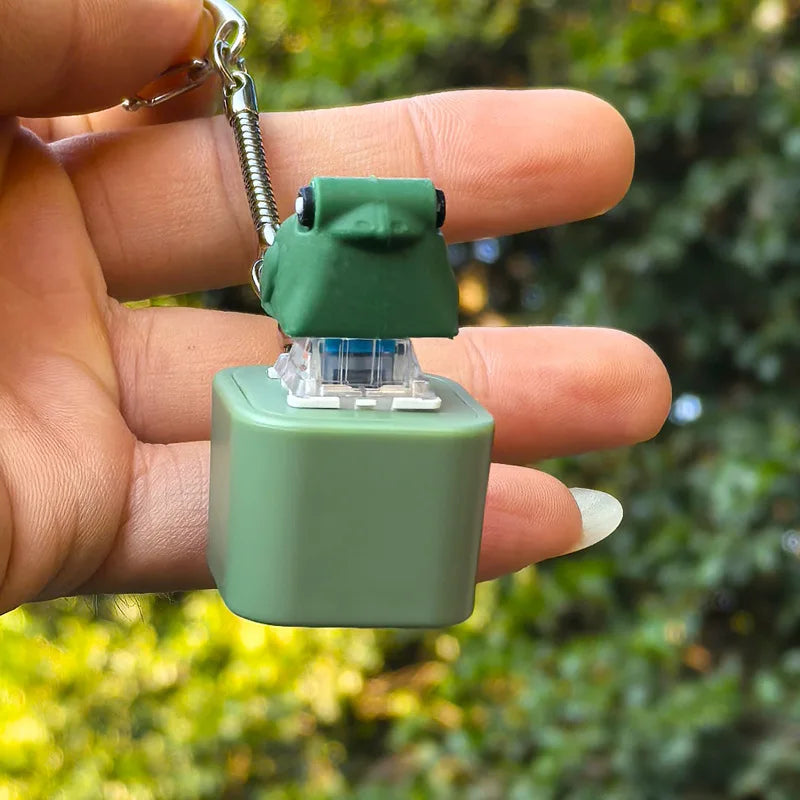 Rechargeable Frog Keychain Croaking Sound LED Light Fidget Clicker Toy Stress Relief Gifts for Men Women Kids Party Favors