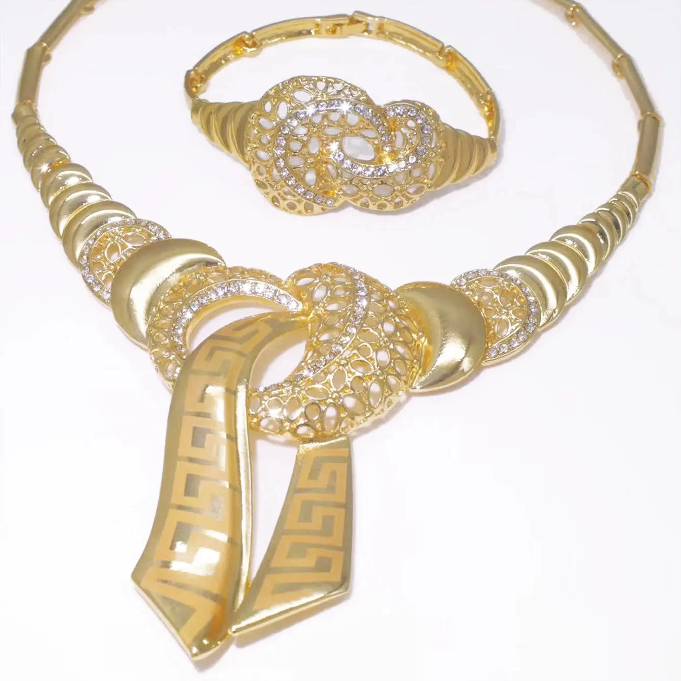4Pcs/Set Fashion Party Jewelry Set For Women Exaggeration Statement Big Jewellery Hight Quality 18K Gold Plated Jewelery Gifts theelegancejewellery