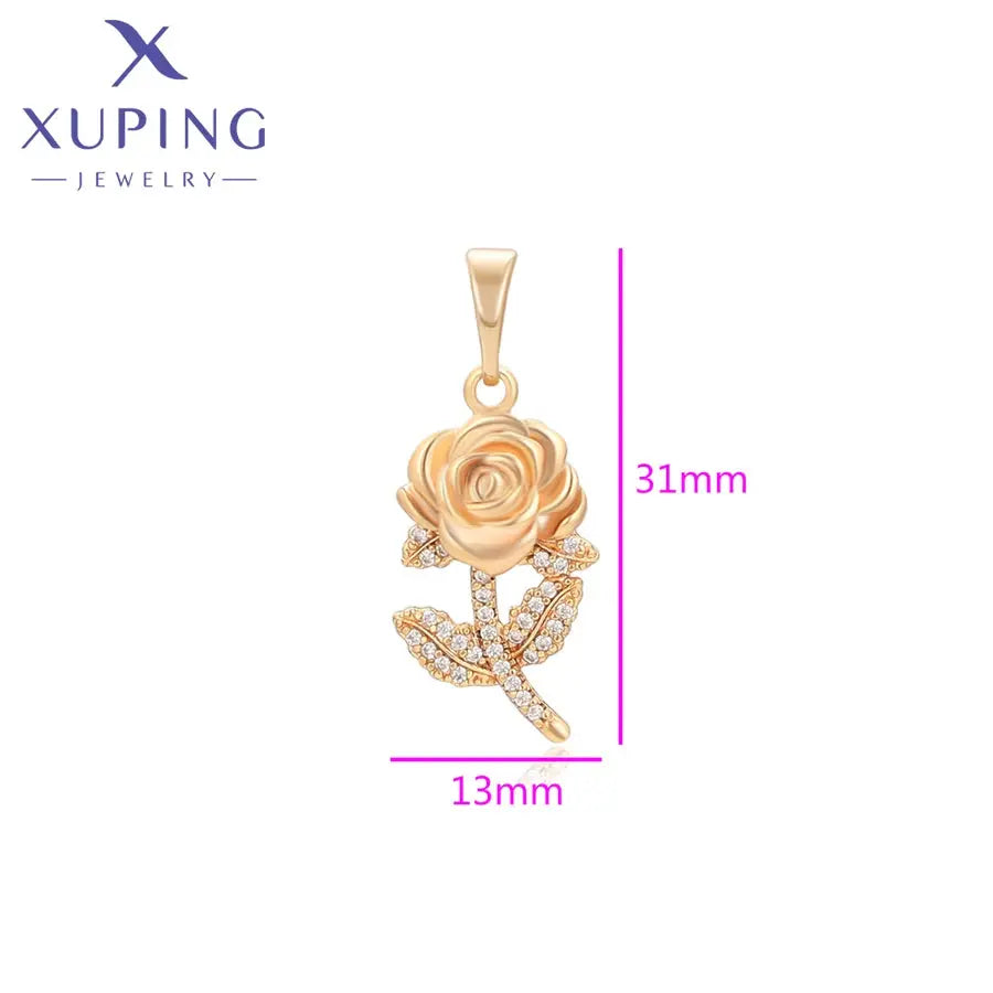 Xuping Jewelry New Charm Rose Flower Pendant Necklace of Gold Color Jewellery Women Girls Exquisite Gift X001125065 theelegancejewellery